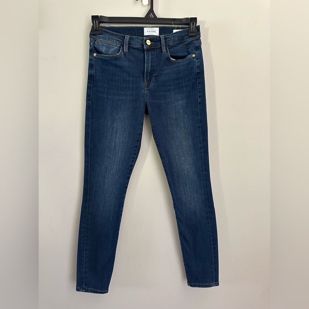 Frame Le High Skinny Jeans Dark Wash Blue Size 27 - Picture 4 of 11